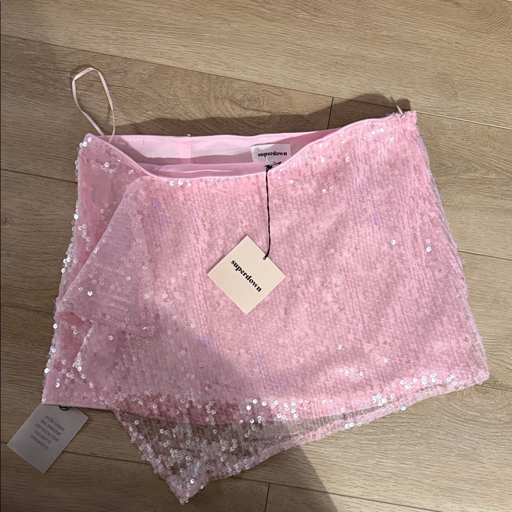 Superdown Sparkling Pink Mini Skirt - Picture 3 of 4